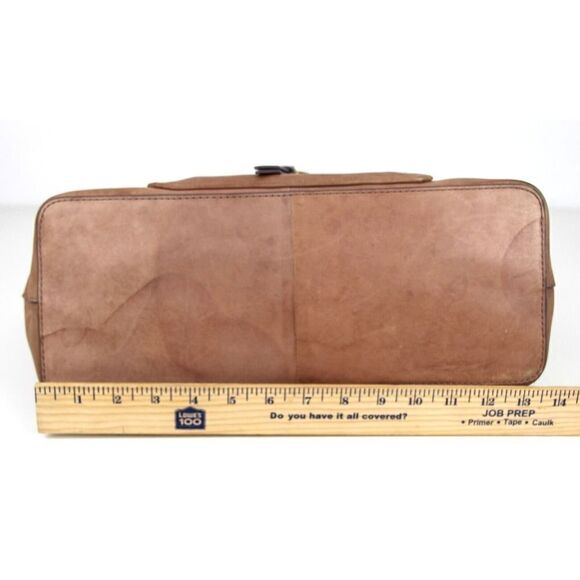 LARGE Frye TAN BROWN GENUINE LEATHER LOGO SHOULDER BAG HOBO TOTE HANDBAG PURSE - Picture 12 of 14